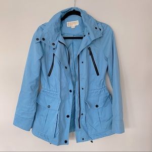 EVERYTHING $6/Michael Kors Blue Hooded Trench Coat with Pockets